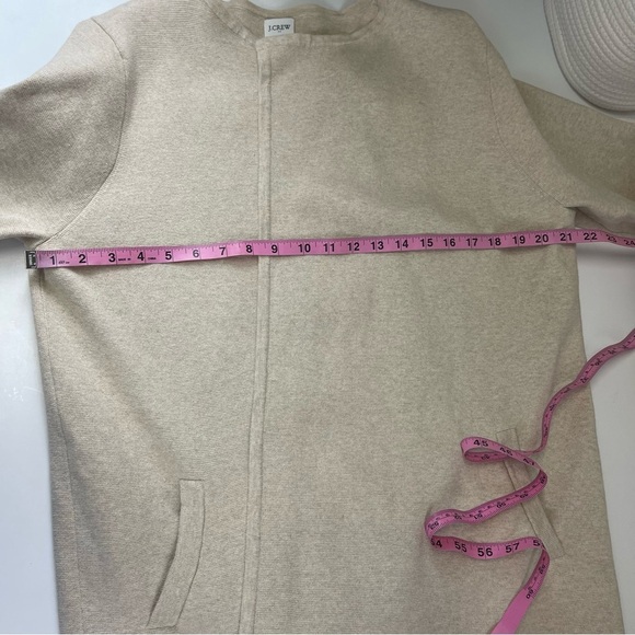J Crew Collarless Sweater Blazer Womens XL Tan Beige Cardigan Open Front Pockets - Picture 8 of 10